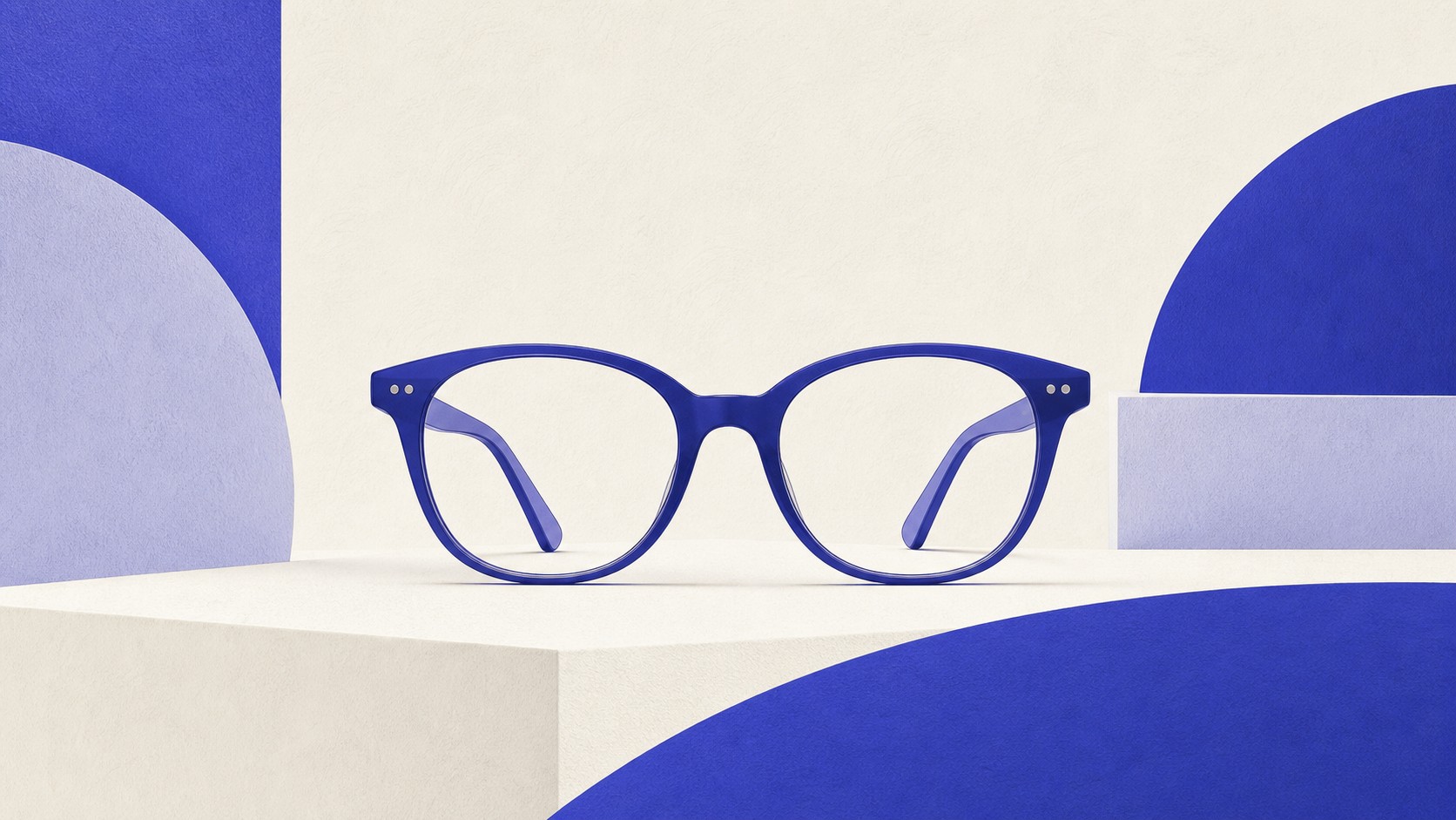 Illustrazione: montatura di occhiali elegante in composizione minimalista