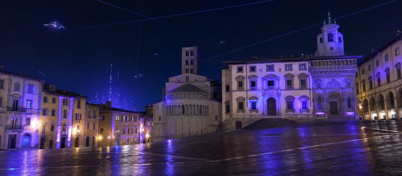 Piazza Grande, Arezzo, in stile futuristico