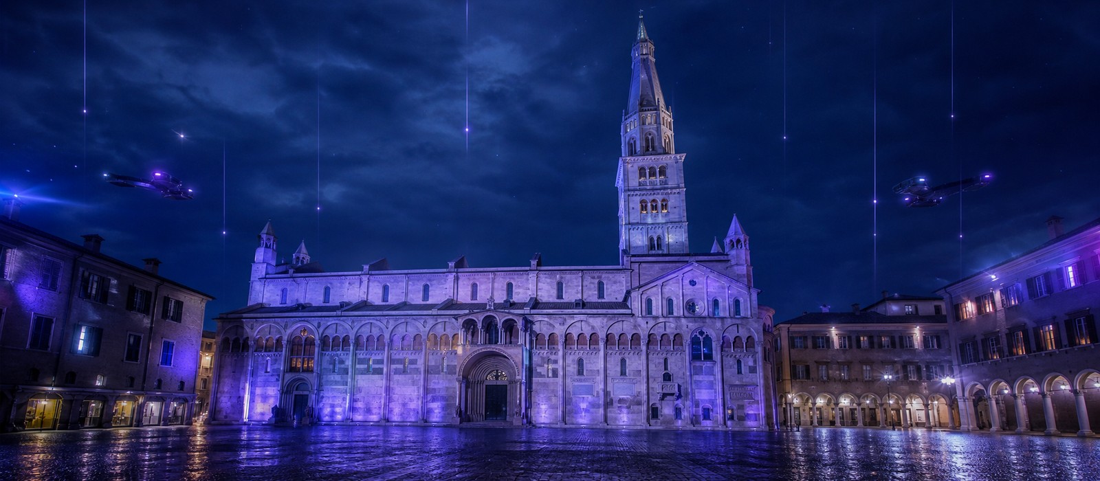 Ghirlandina, Modena, in stile futuristico