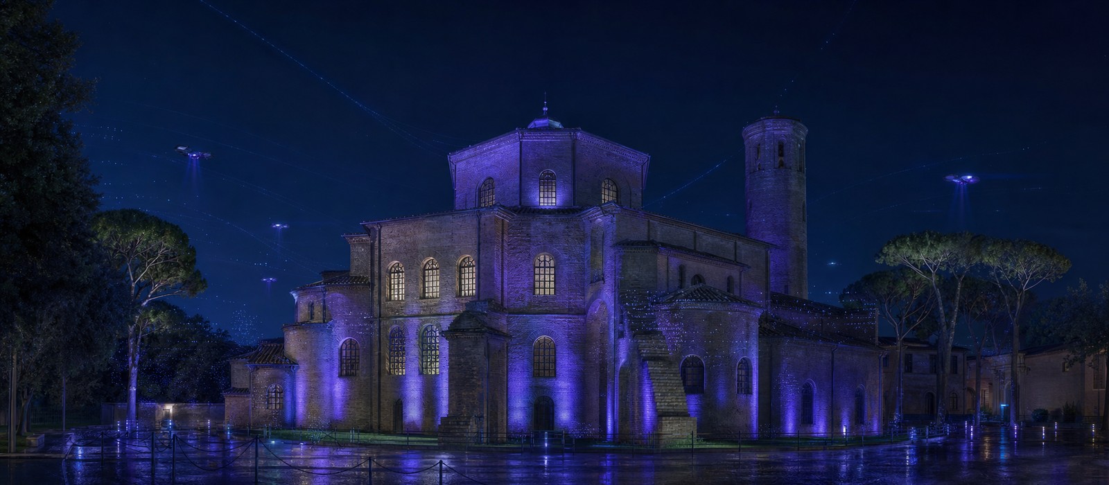 Basilica di San Vitale, Ravenna, in stile futuristico