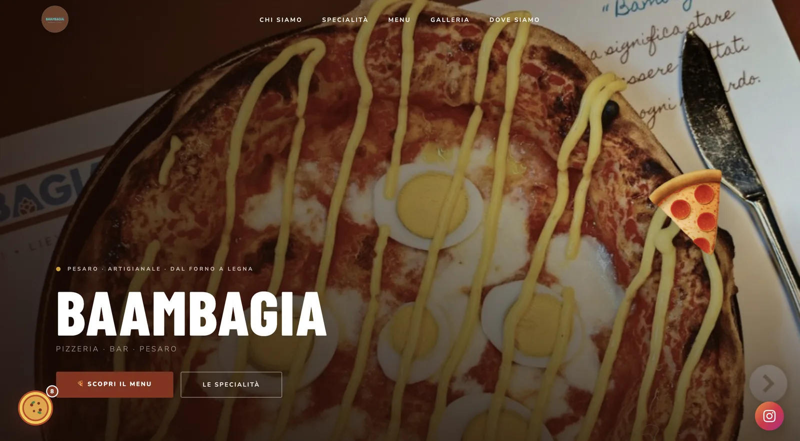 Homepage reale del sito Baambagia