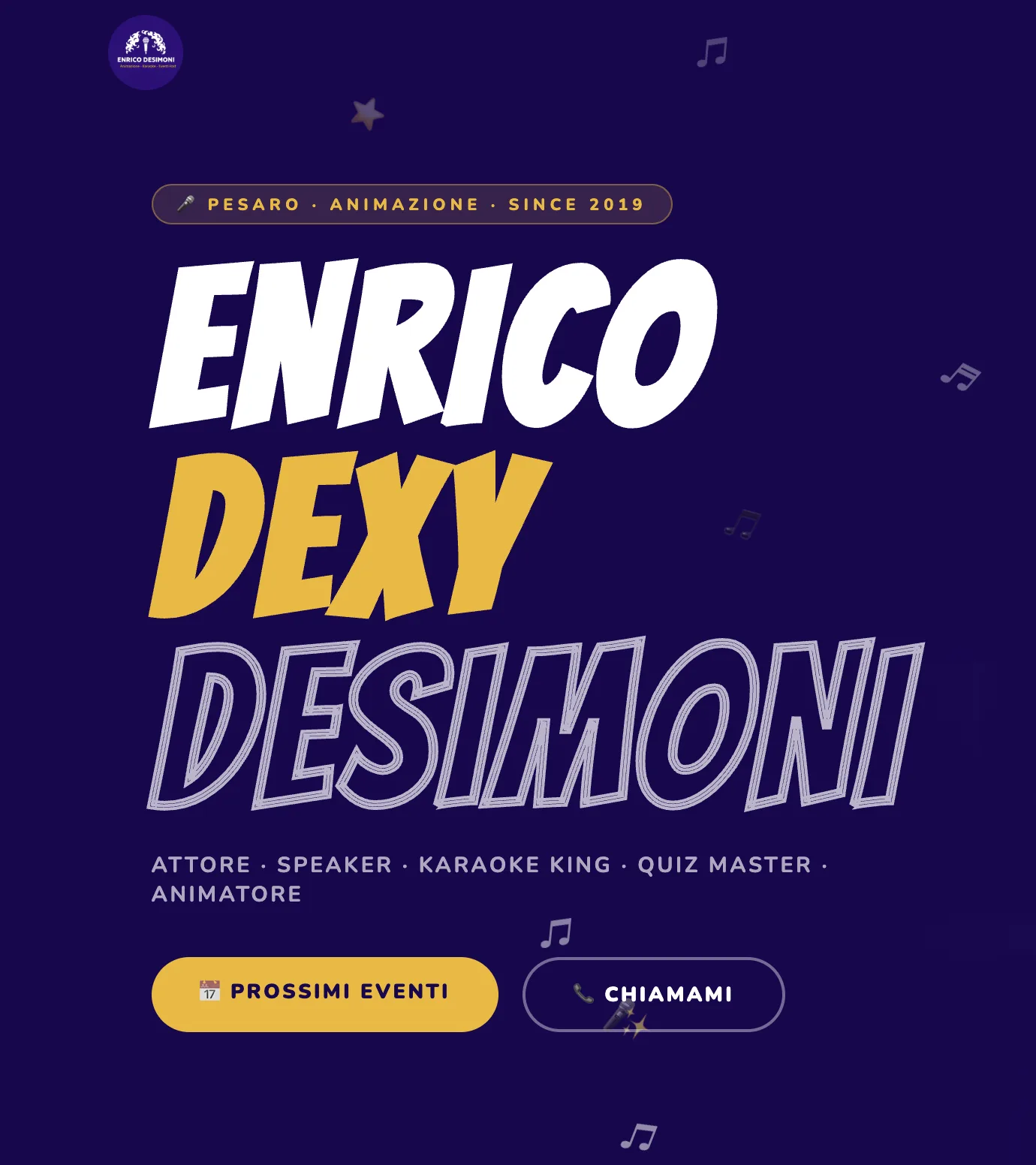 Homepage reale del sito di Enrico Desimoni, live su desimonienrico.it