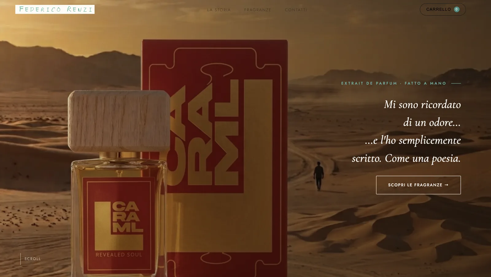 Homepage reale del sito Federico Renzi Fragrances