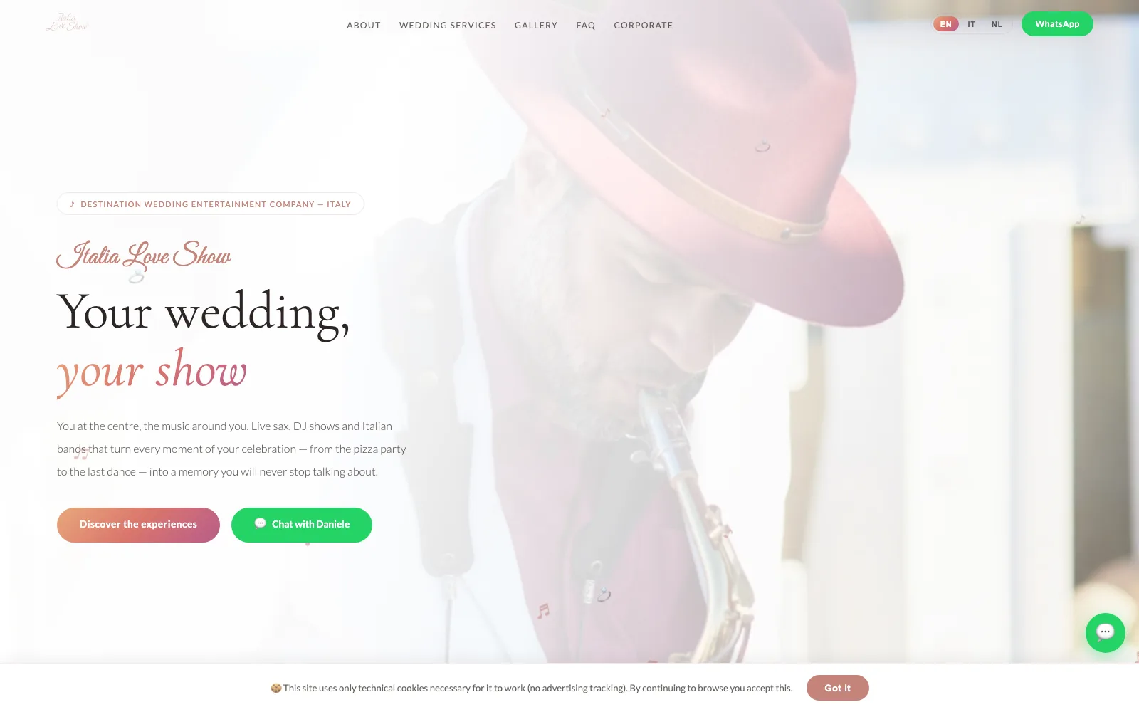 Homepage reale del sito Italia Love Show