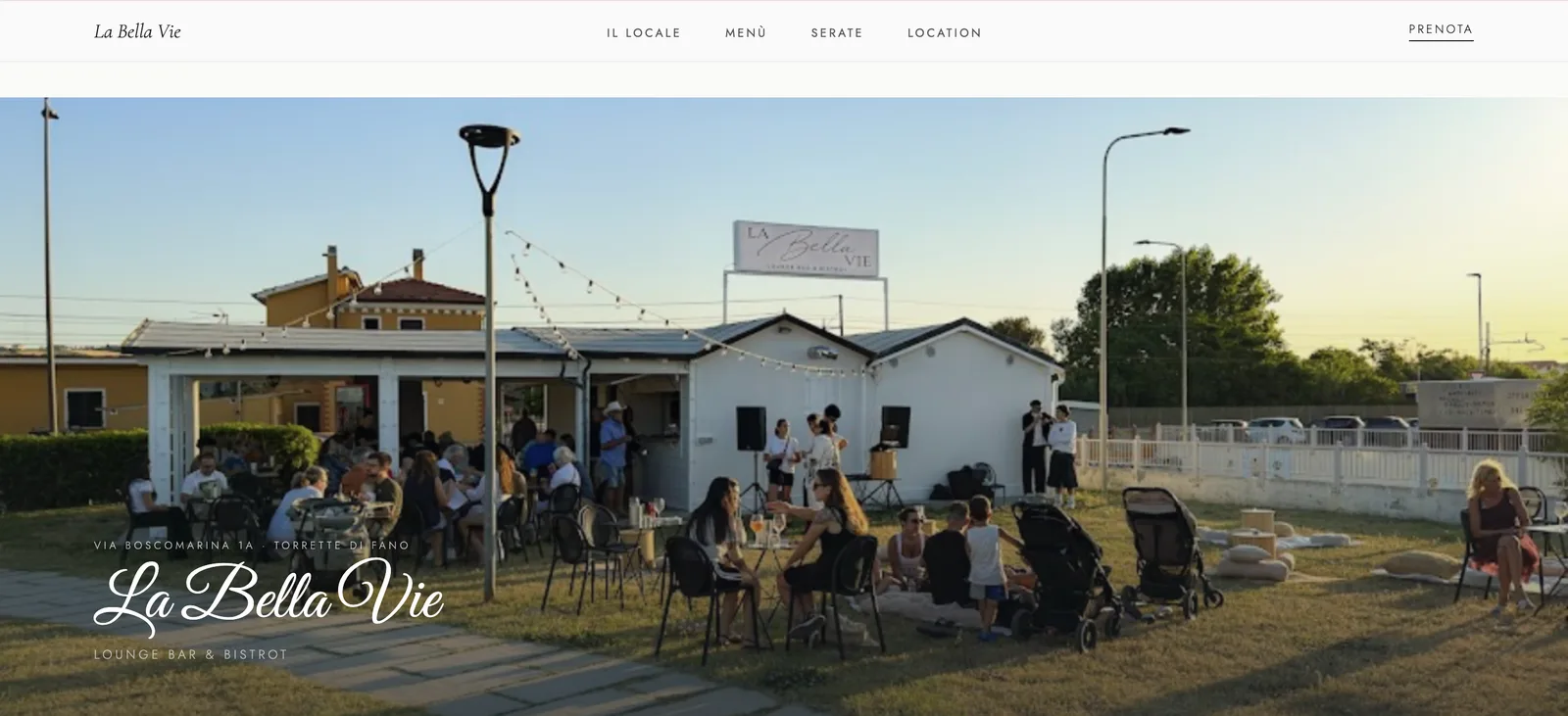 Homepage reale del sito La Bella Vie