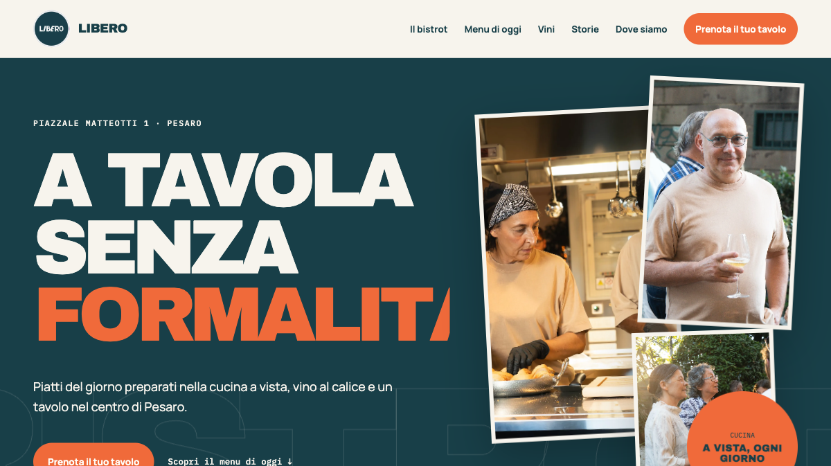 Home del sito Libero, con foto reali dello staff e degli ospiti